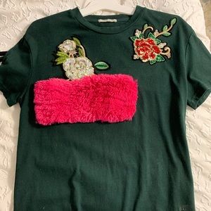 Zara t shirt with fur
